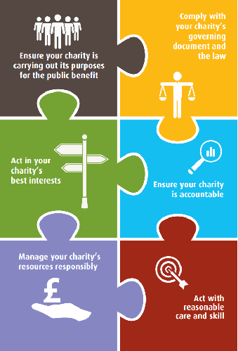 Graphic showing jigsaw of 6 key trustee duties