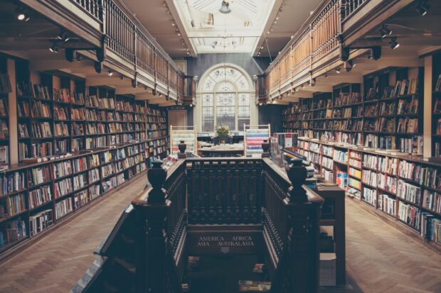 A library with lots of books.